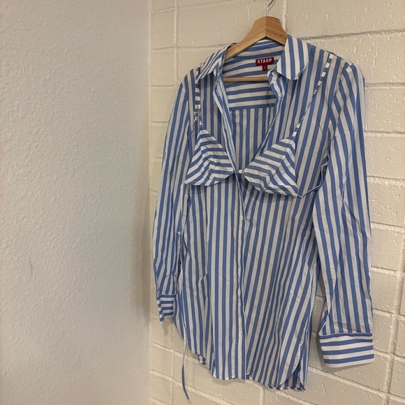 NWT Staud alita stripe triangle top and button up tunic shirt set - Picture 8 of 10
